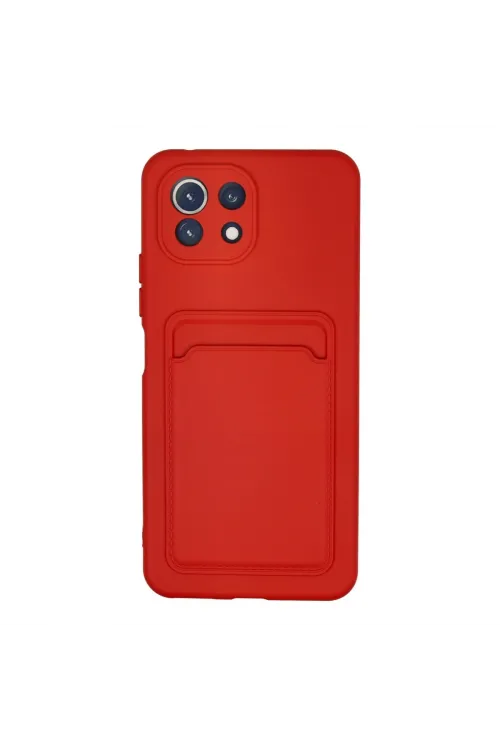 Xiaomi Mi 11 Lite Kılıf Kelvin Kartvizitli Silikon - Kırmızı