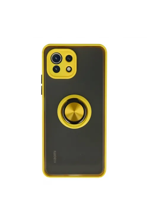Xiaomi Mi 11 Lite Kılıf Montreal Yüzüklü Silikon Kapak - Sarı