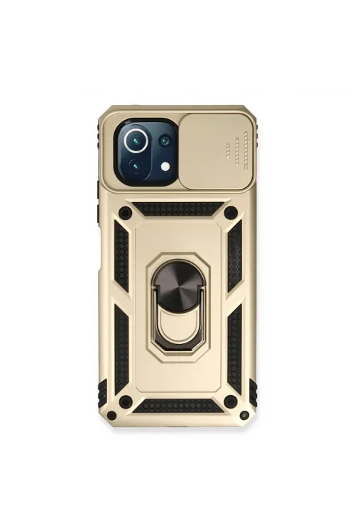Xiaomi Mi 11 Lite Kılıf Pars Lens Yüzüklü Silikon - Gold