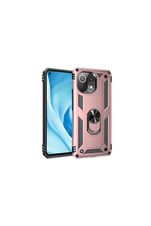 Xiaomi Mi 11 Lite Kılıf Sofya Yüzüklü Silikon Kapak - Rose