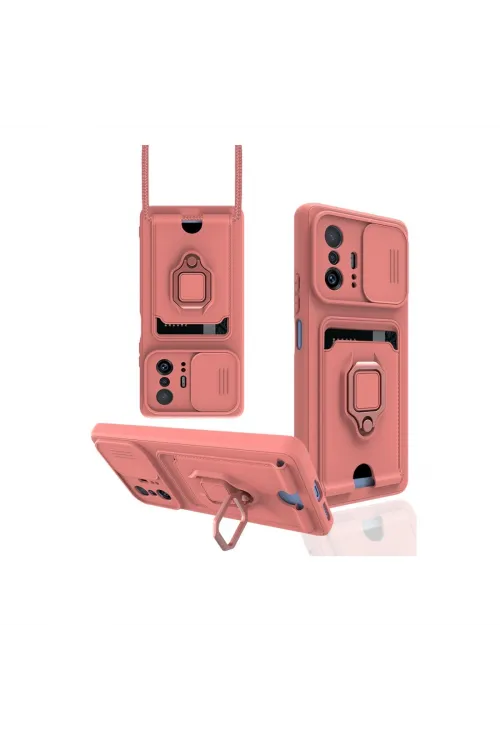 Xiaomi Mi 11t Pro Kılıf Zuma Kartvizitli Yüzüklü Silikon - Pembe