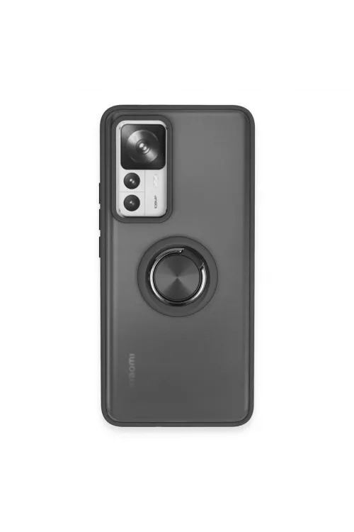 Xiaomi Mi 12t Pro Kılıf Montreal Yüzüklü Silikon Kapak - Siyah