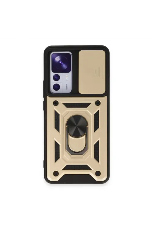 Xiaomi Mi 12t Pro Kılıf Pars Lens Yüzüklü Silikon - Gold