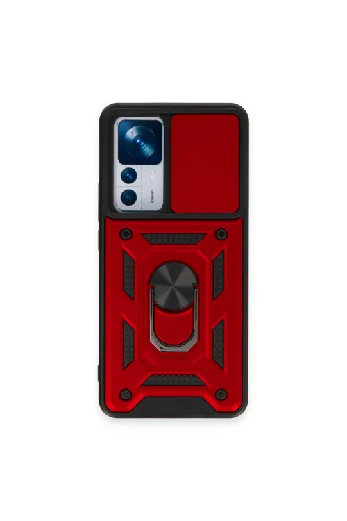 Xiaomi Mi 12t Pro Kılıf Pars Lens Yüzüklü Silikon - Kırmızı