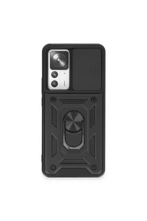 Xiaomi Mi 12t Pro Kılıf Pars Lens Yüzüklü Silikon - Siyah