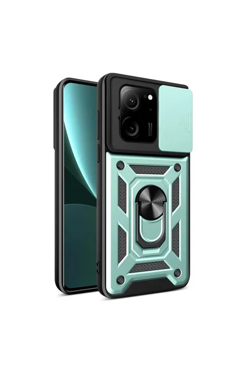 Xiaomi Mi 13t Pro Kılıf Pars Lens Yüzüklü Silikon - Yeşil