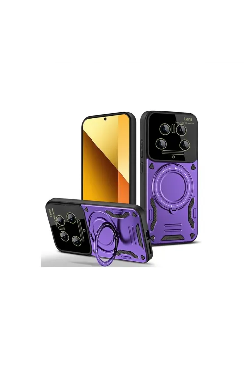 Xiaomi Mi 14 Ultra Kılıf Joy Lens Standlı Kapak - Mor