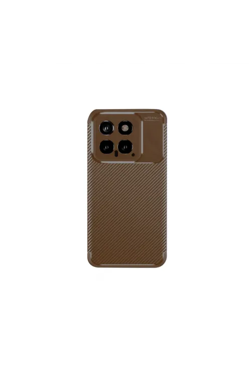 Xiaomi Mi 14t Kılıf Auto Focus Karbon Kapak - Kahverengi