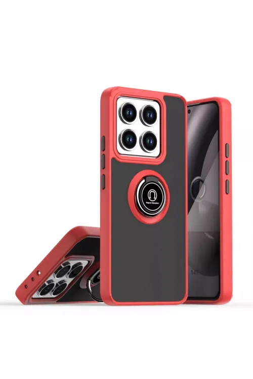 Xiaomi Mi 14t Montreal Yüzüklü Silikon Kapak - Kırmızı