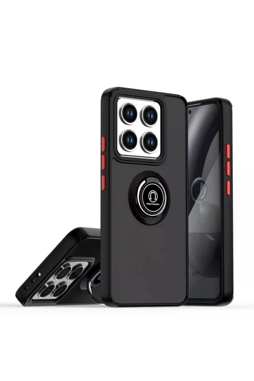 Xiaomi Mi 14t Montreal Yüzüklü Silikon Kapak - Siyah