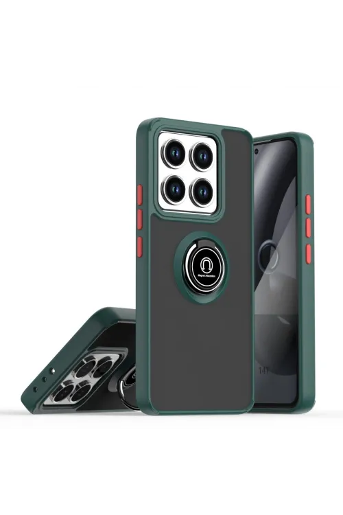 Xiaomi Mi 14t Montreal Yüzüklü Silikon Kapak - Yeşil