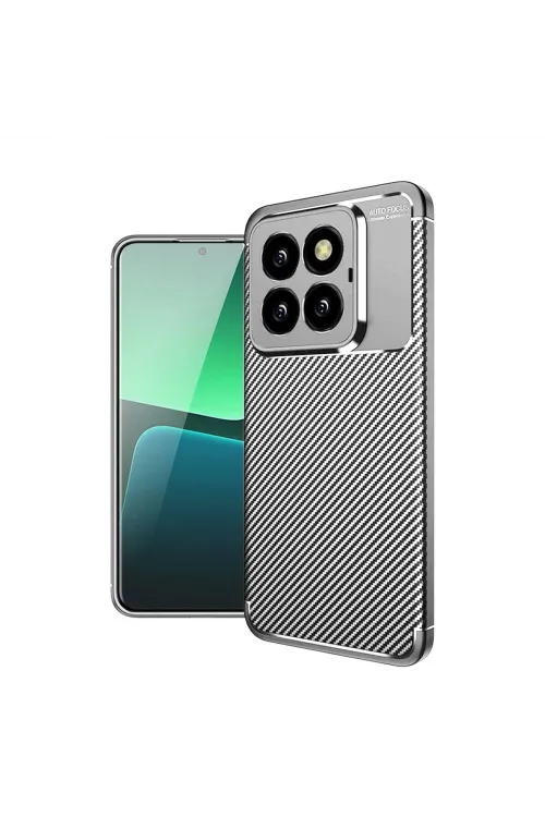 Xiaomi Mi 14t Pro Kılıf Auto Focus Karbon Kapak - Gri