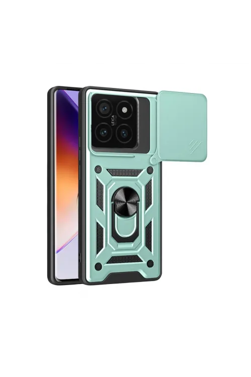 Xiaomi Mi 14t Pro Kılıf Pars Lens Yüzüklü Silikon - Yeşil