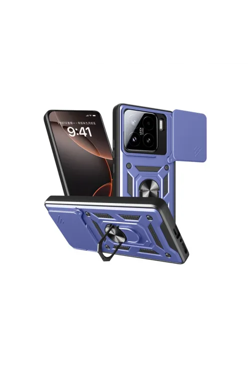 Xiaomi Mi 15 Kılıf Pars Lens Yüzüklü Silikon - Lacivert
