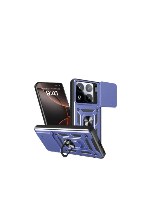 Xiaomi Mi 15 Pro Kılıf Pars Lens Yüzüklü Silikon - Lacivert