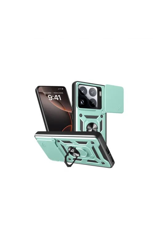 Xiaomi Mi 15 Pro Kılıf Pars Lens Yüzüklü Silikon - Yeşil