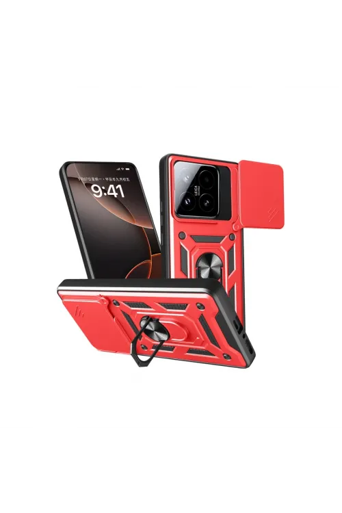 Xiaomi Mi 15t Pars Lens Yüzüklü Silikon - Kırmızı