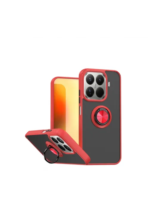 Xiaomi Mi 15t Pro Montreal Yüzüklü Silikon Kapak - Kırmızı