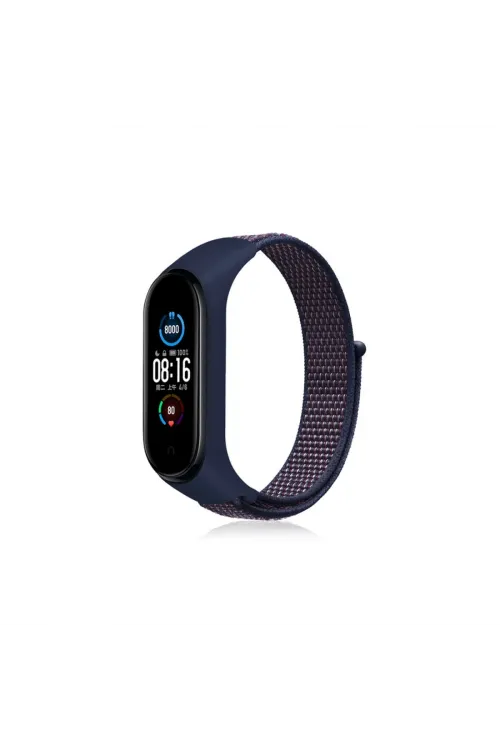 Xiaomi Mi Band 4 Hasırlı Cırtcırtlı Kordon (saat Değildir) - Lacivert-mor