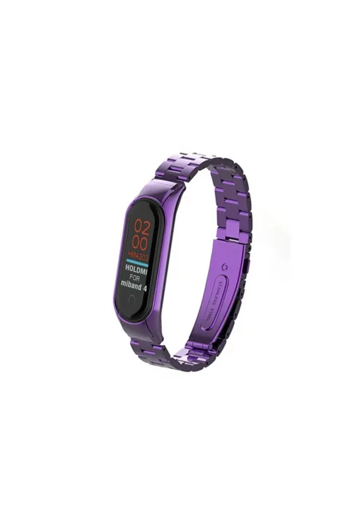 Xiaomi Mi Band 4 Metal Baklalı Kordon (saat Değildir) - Mor