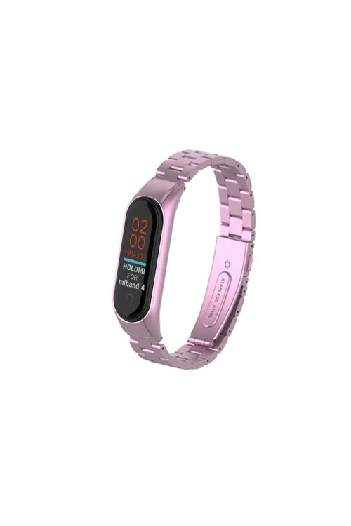 Xiaomi Mi Band 4 Metal Baklalı Kordon (saat Değildir) - Rose