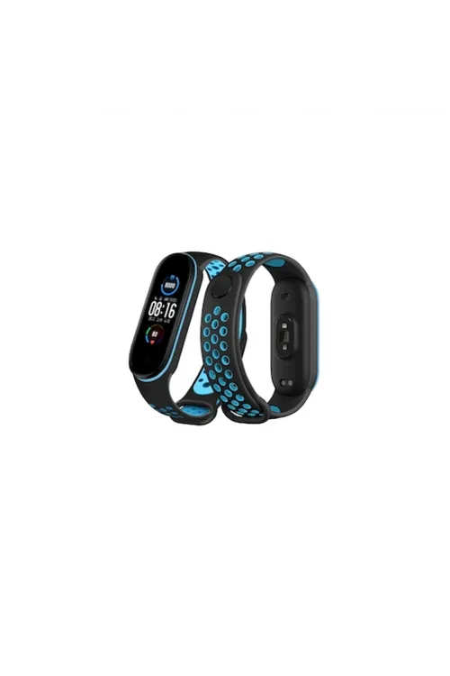 Xiaomi Mi Band 6 Spor Delikli Kordon (saat Değildir) - Siyah-mavi