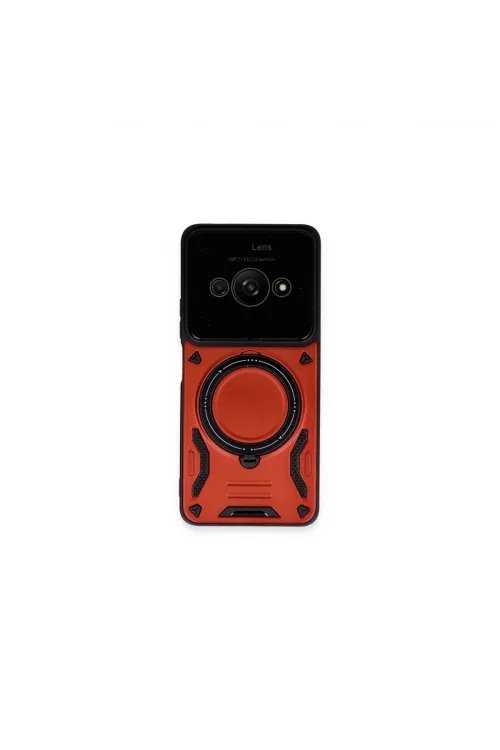 Xiaomi Poco C61 Kılıf Joy Lens Standlı Kapak - Kırmızı