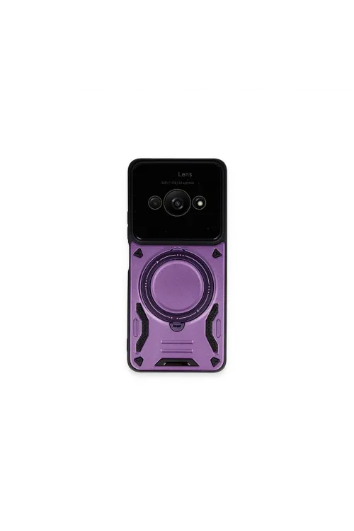Xiaomi Poco C61 Kılıf Joy Lens Standlı Kapak - Mor