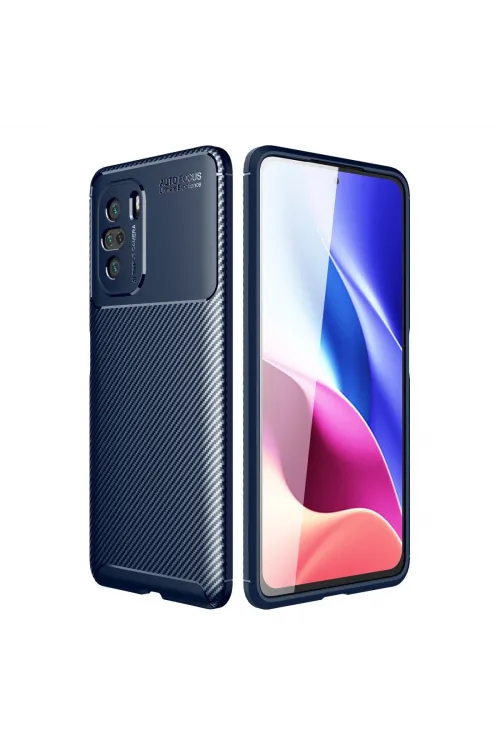 Xiaomi Poco F3 Kılıf Auto Focus Karbon Kapak - Lacivert