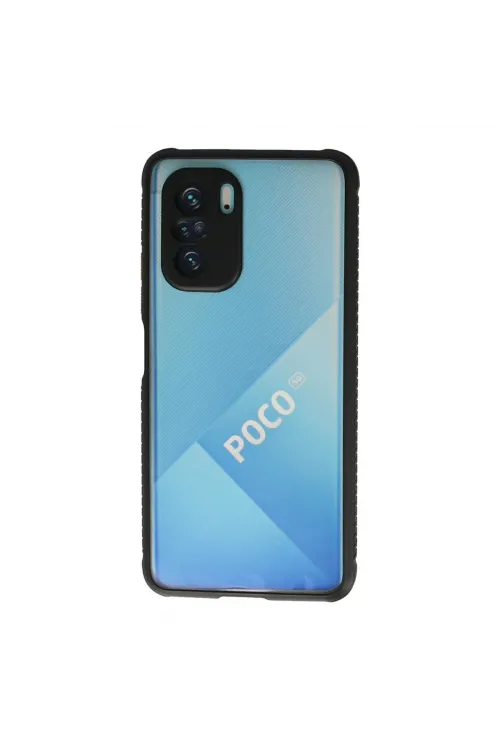Xiaomi Poco F3 Kılıf Miami Şeffaf Silikon - Siyah