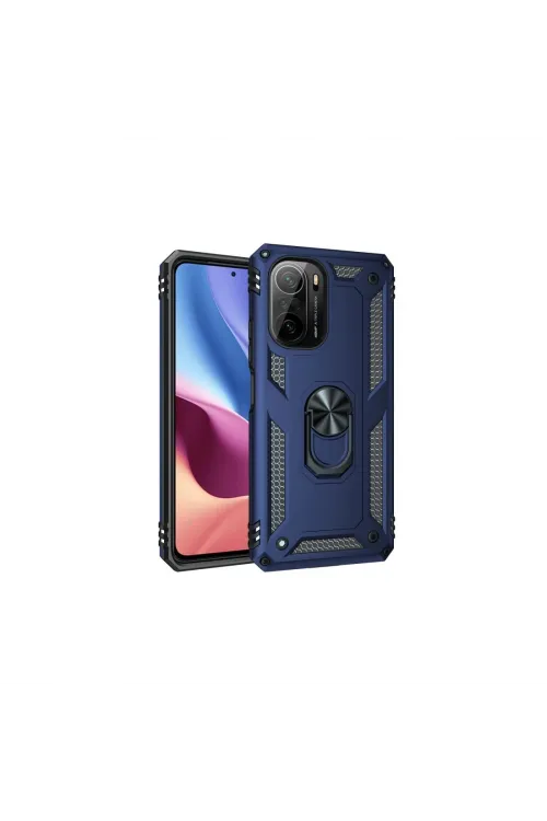 Xiaomi Poco F3 Kılıf Sofya Yüzüklü Silikon Kapak - Lacivert