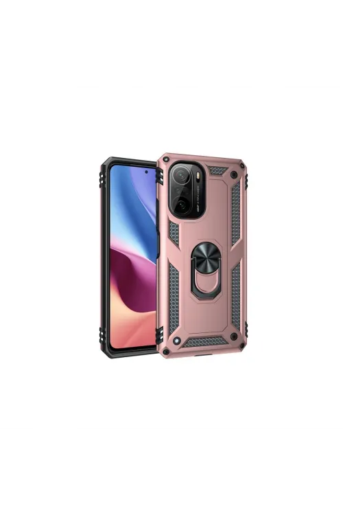 Xiaomi Poco F3 Kılıf Sofya Yüzüklü Silikon Kapak - Rose