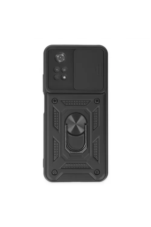 Xiaomi Poco M4 Pro 4g Kılıf Pars Lens Yüzüklü Silikon - Siyah