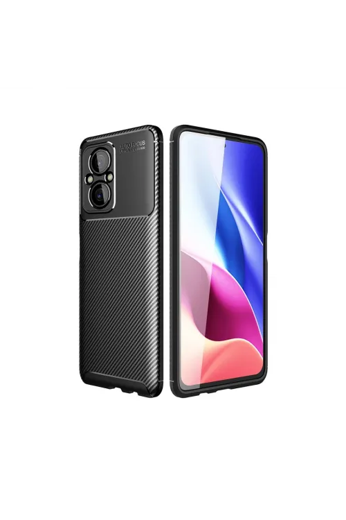 Xiaomi Poco M5 Kılıf Auto Focus Karbon Kapak - Siyah