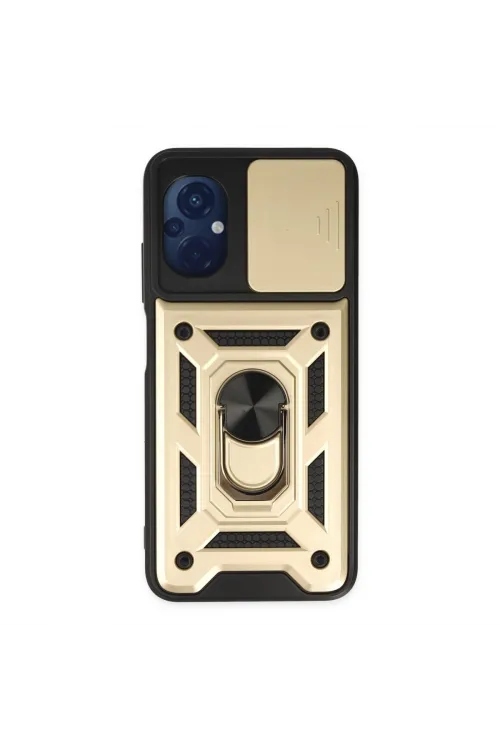 Xiaomi Poco M5 Kılıf Pars Lens Yüzüklü Silikon - Gold