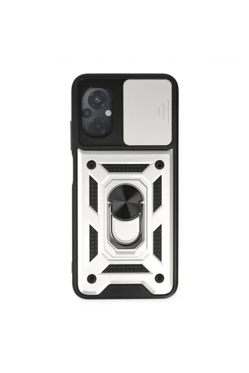 Xiaomi Poco M5 Kılıf Pars Lens Yüzüklü Silikon - Gümüş