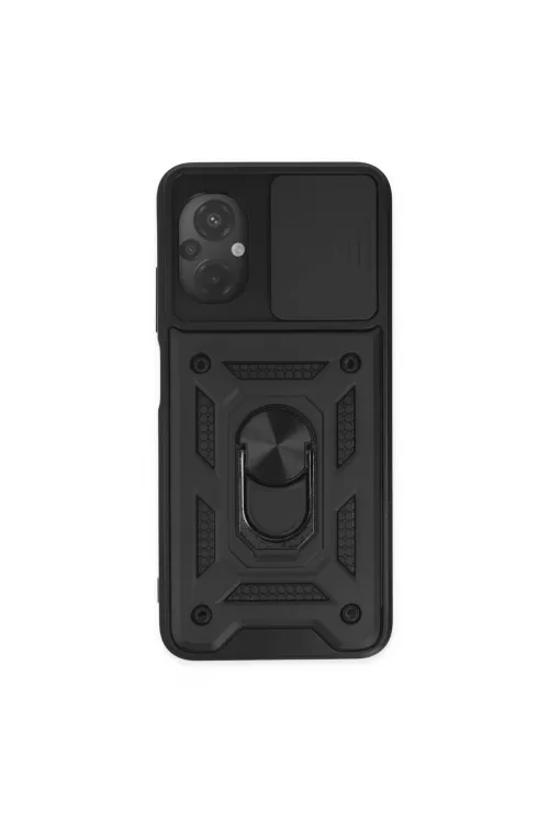 Xiaomi Poco M5 Kılıf Pars Lens Yüzüklü Silikon - Siyah