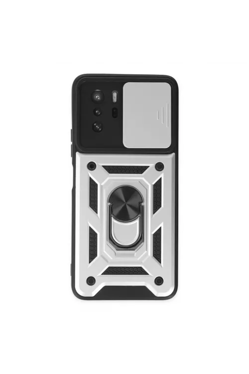 Xiaomi Poco X3 Gt Kılıf Pars Lens Yüzüklü Silikon - Gümüş