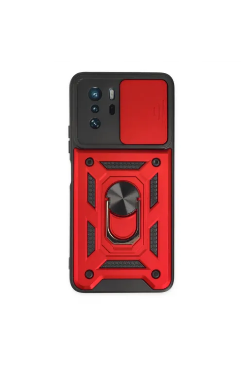 Xiaomi Poco X3 Gt Kılıf Pars Lens Yüzüklü Silikon - Kırmızı