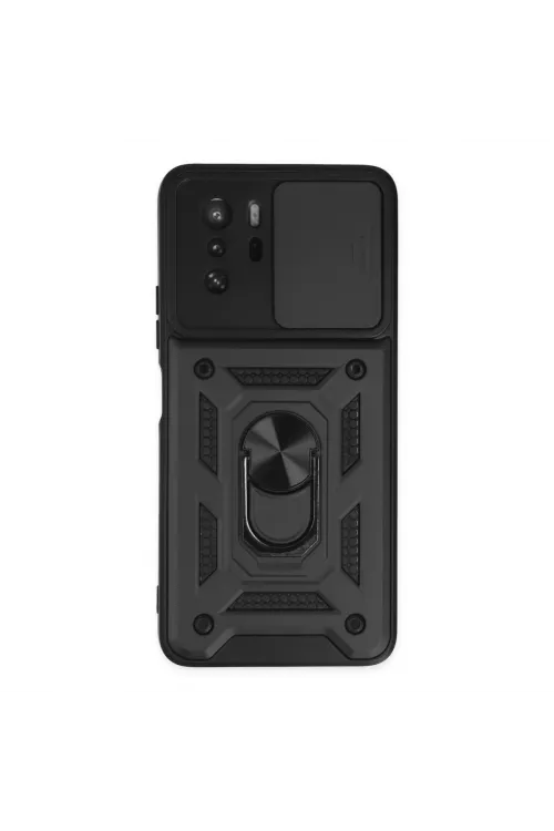 Xiaomi Poco X3 Gt Kılıf Pars Lens Yüzüklü Silikon - Siyah
