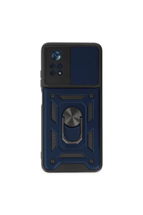 Xiaomi Poco X4 Pro 5g Kılıf Pars Lens Yüzüklü Silikon - Lacivert