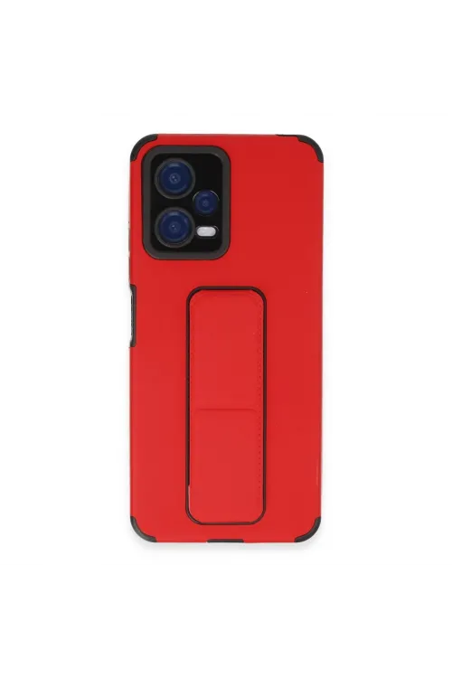 Xiaomi Poco X5 5g Kılıf Mega Standlı Silikon - Kırmızı