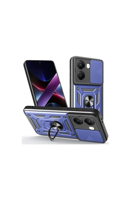Xiaomi Poco X7 Pro Kılıf Pars Lens Yüzüklü Silikon - Lacivert