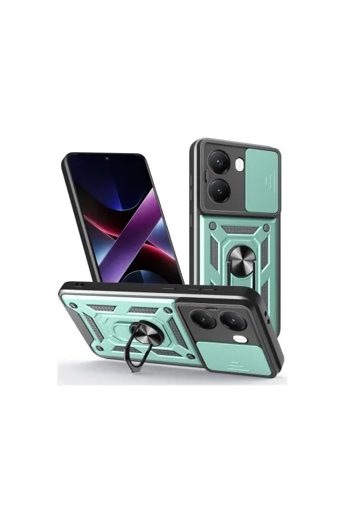 Xiaomi Poco X7 Pro Kılıf Pars Lens Yüzüklü Silikon - Yeşil