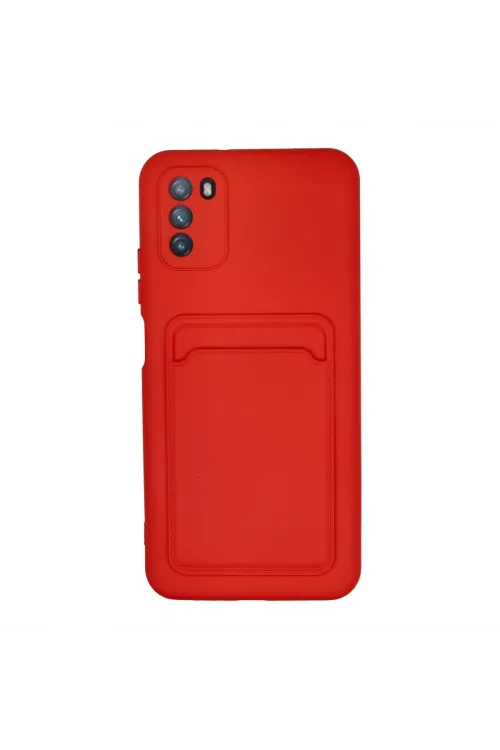 Xiaomi Pocophone M3 Kılıf Kelvin Kartvizitli Silikon - Kırmızı