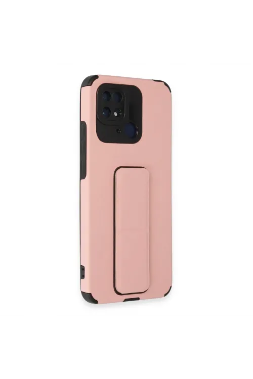 Xiaomi Redmi 10c Kılıf Mega Standlı Silikon - Pudra
