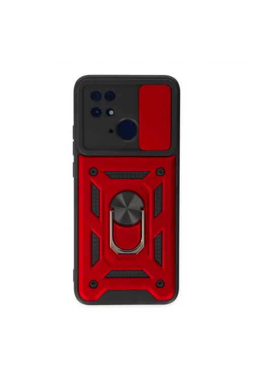 Xiaomi Redmi 10c Kılıf Pars Lens Yüzüklü Silikon - Kırmızı