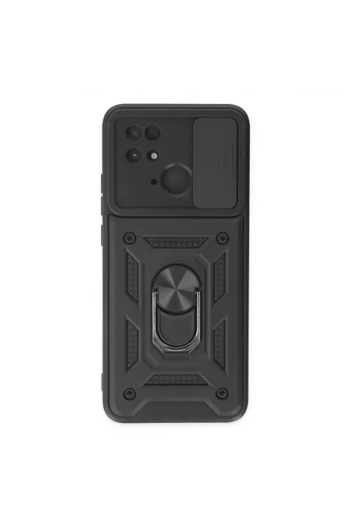 Xiaomi Redmi 10c Kılıf Pars Lens Yüzüklü Silikon - Siyah