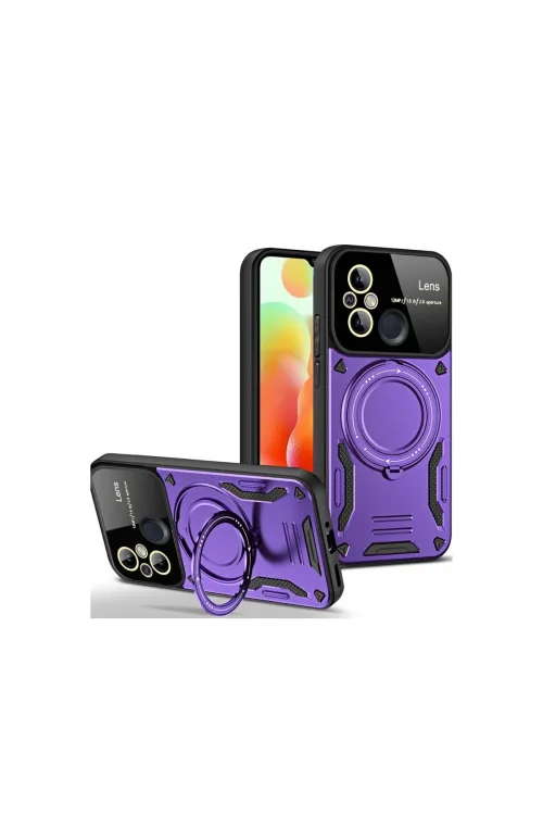 Xiaomi Redmi 12c Kılıf Joy Lens Standlı Kapak - Mor