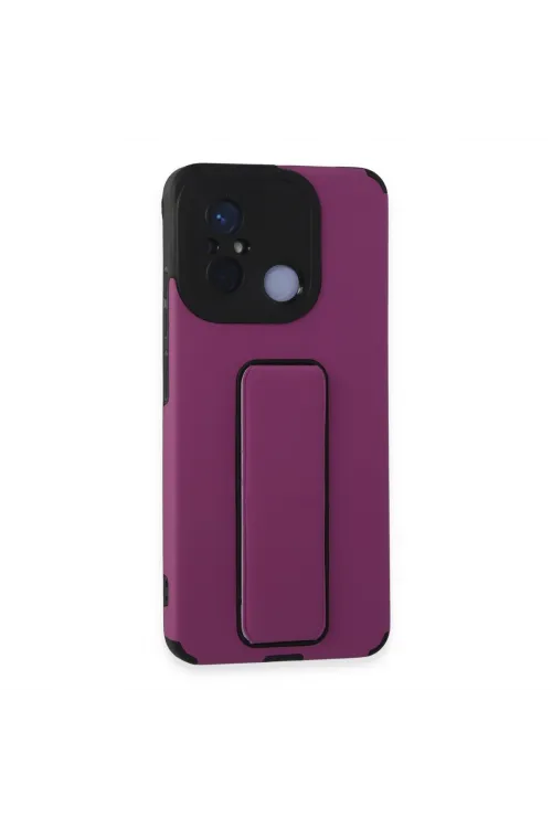 Xiaomi Redmi 12c Kılıf Mega Standlı Silikon - Mor
